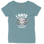 I Hate Morning People Cat Design Ladies Curvy Tee - Surf Blackout