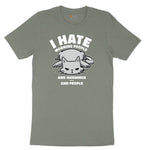 I Hate Morning People Cat Design Ladies Short Sleeve Tee - Bamboo Blackout
