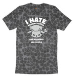I Hate Morning People Cat Design Ladies Short Sleeve Tee - Black Leopard