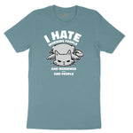 I Hate Morning People Cat Design Ladies Short Sleeve Tee - Surf Blackout
