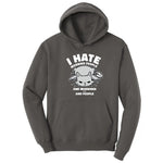 I Hate Morning People Cat Design Hoodie - Charcoal