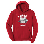 I Hate Morning People Cat Design Hoodie - Red