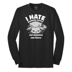 I Hate Morning People Cat Design Long Sleeve Tee - Jet Black