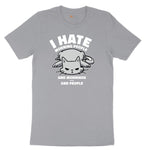 I Hate Morning People Cat Design Short Sleeve Tee - Athletic Heather Grey