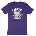 I Hate Morning People Cat Design Short Sleeve Tee - Team Purple