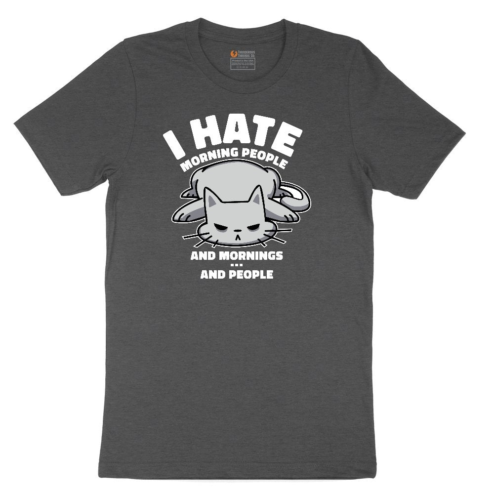 I Hate Morning People Cat Design Toddler Short Sleeve Tee - Dark Heather Grey