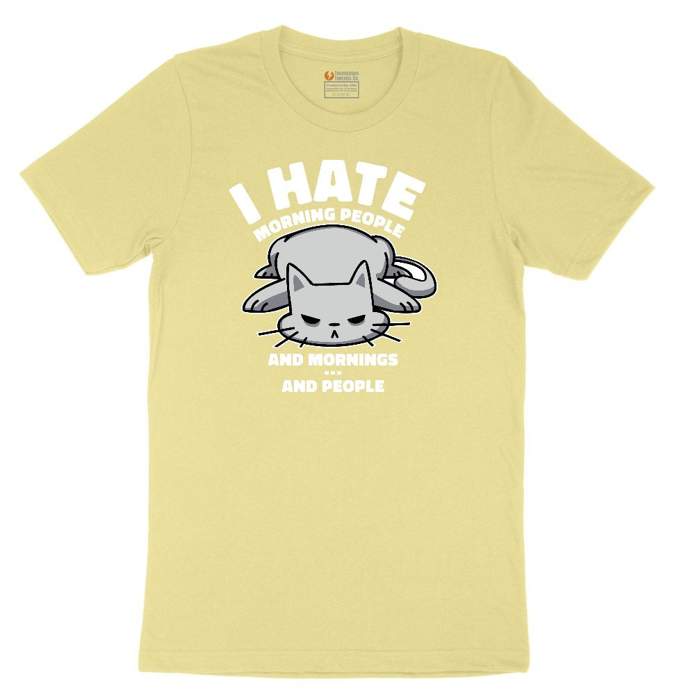 I Hate Morning People Cat Design Toddler Short Sleeve Tee - Yellow