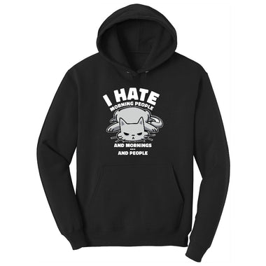 I Hate Morning People Cat Design Youth Hoodie - Jet Black