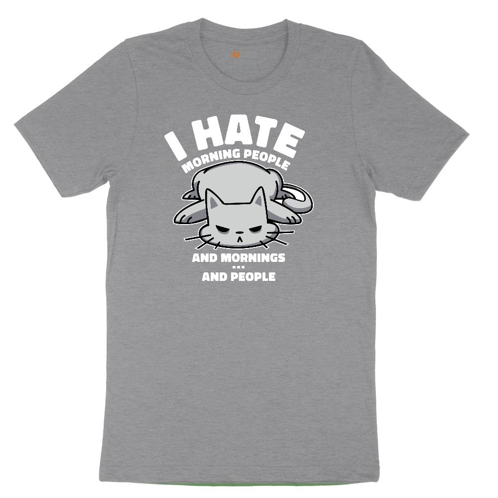 I Hate Morning People Cat Design Youth Short Sleeve Tee - Athletic Heather
