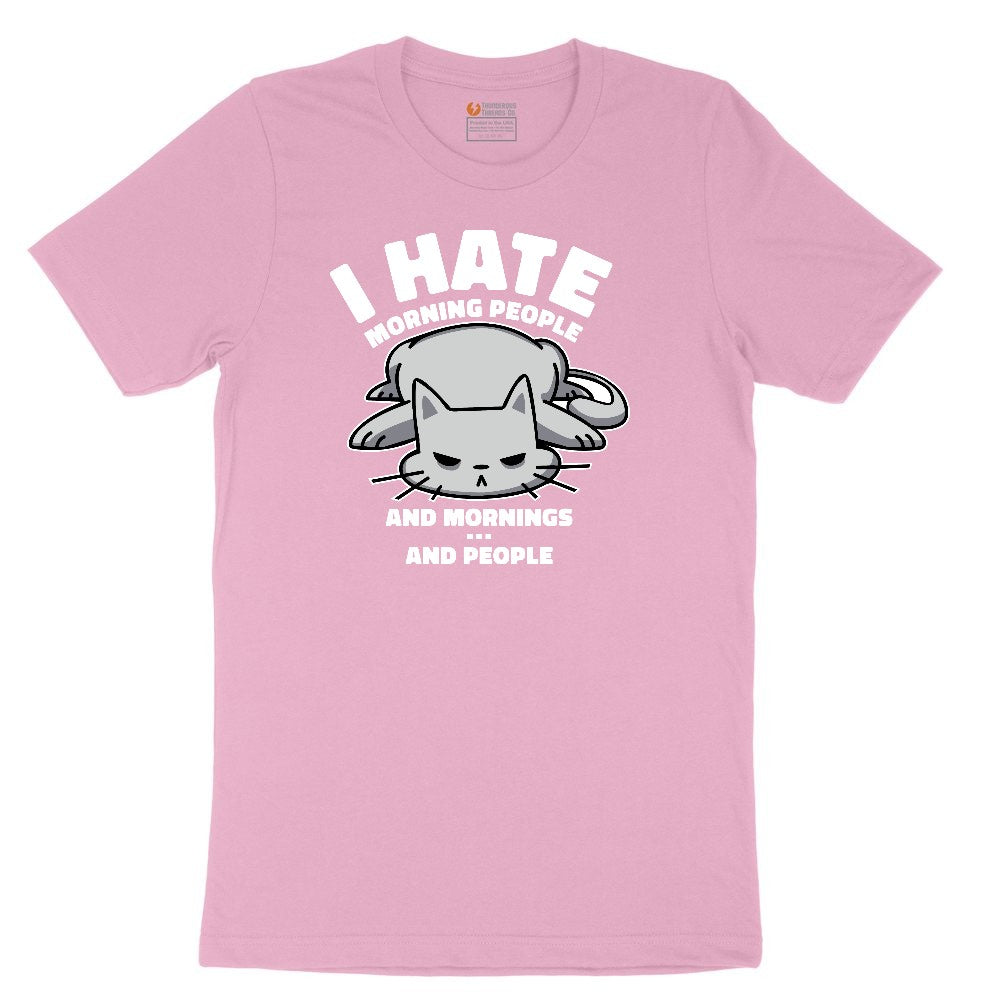 I Hate Morning People Cat Design Youth Short Sleeve Tee - Candy Pink
