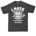 I Hate Morning People and Mornings and People tall t-shirt for men in Dark Heather Grey