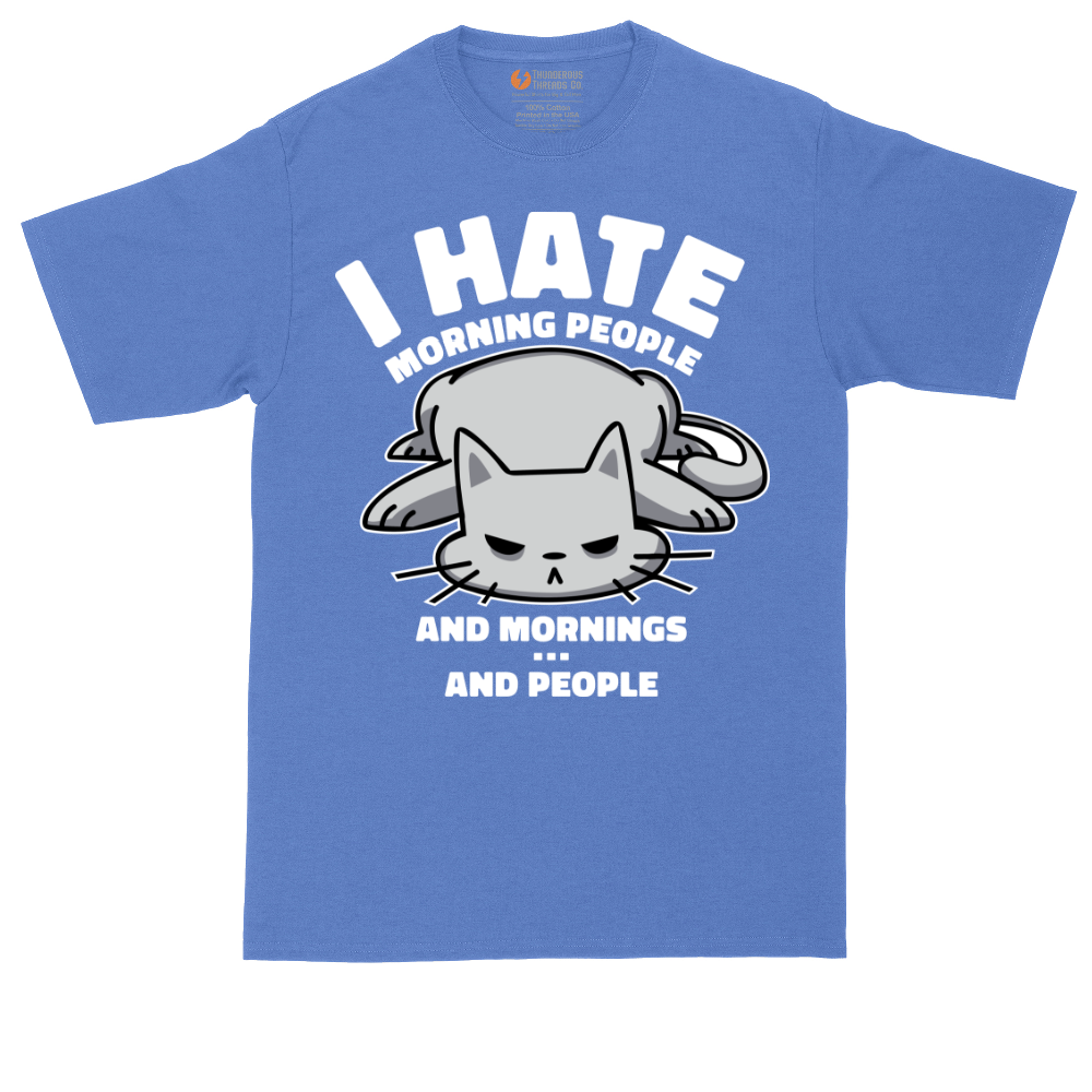 I Hate Morning People and Mornings and People tall t-shirt for men in Heather Royal