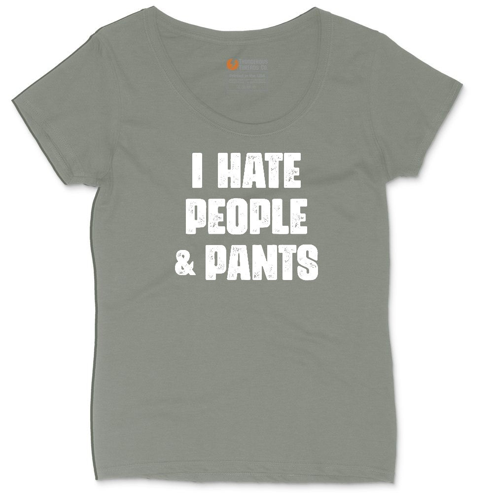 I Hate People and Pants Ladies Curvy Tee - Bamboo Blackout