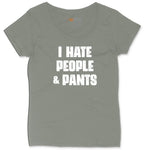 I Hate People and Pants Ladies Curvy Tee - Bamboo Blackout