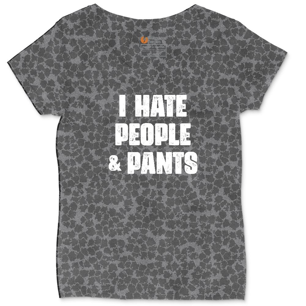 I Hate People and Pants Ladies Curvy Tee - Black Leopard