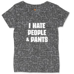I Hate People and Pants Ladies Curvy Tee - Black Leopard