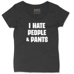 I Hate People and Pants Ladies Curvy Tee - Black