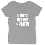 I Hate People and Pants Ladies Curvy Tee - Granite Heather