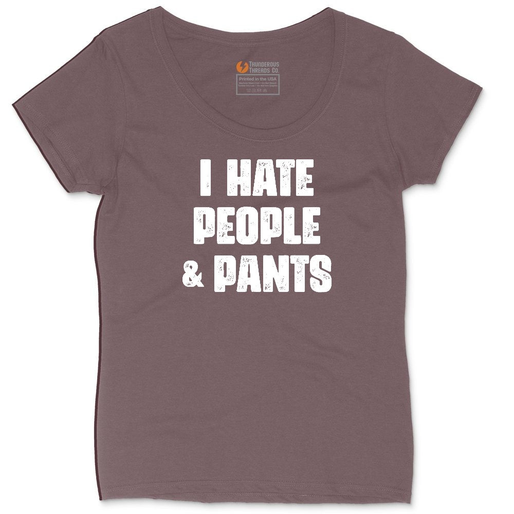 I Hate People and Pants Ladies Curvy Tee - Sangria Blackout