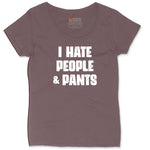 I Hate People and Pants Ladies Curvy Tee - Sangria Blackout