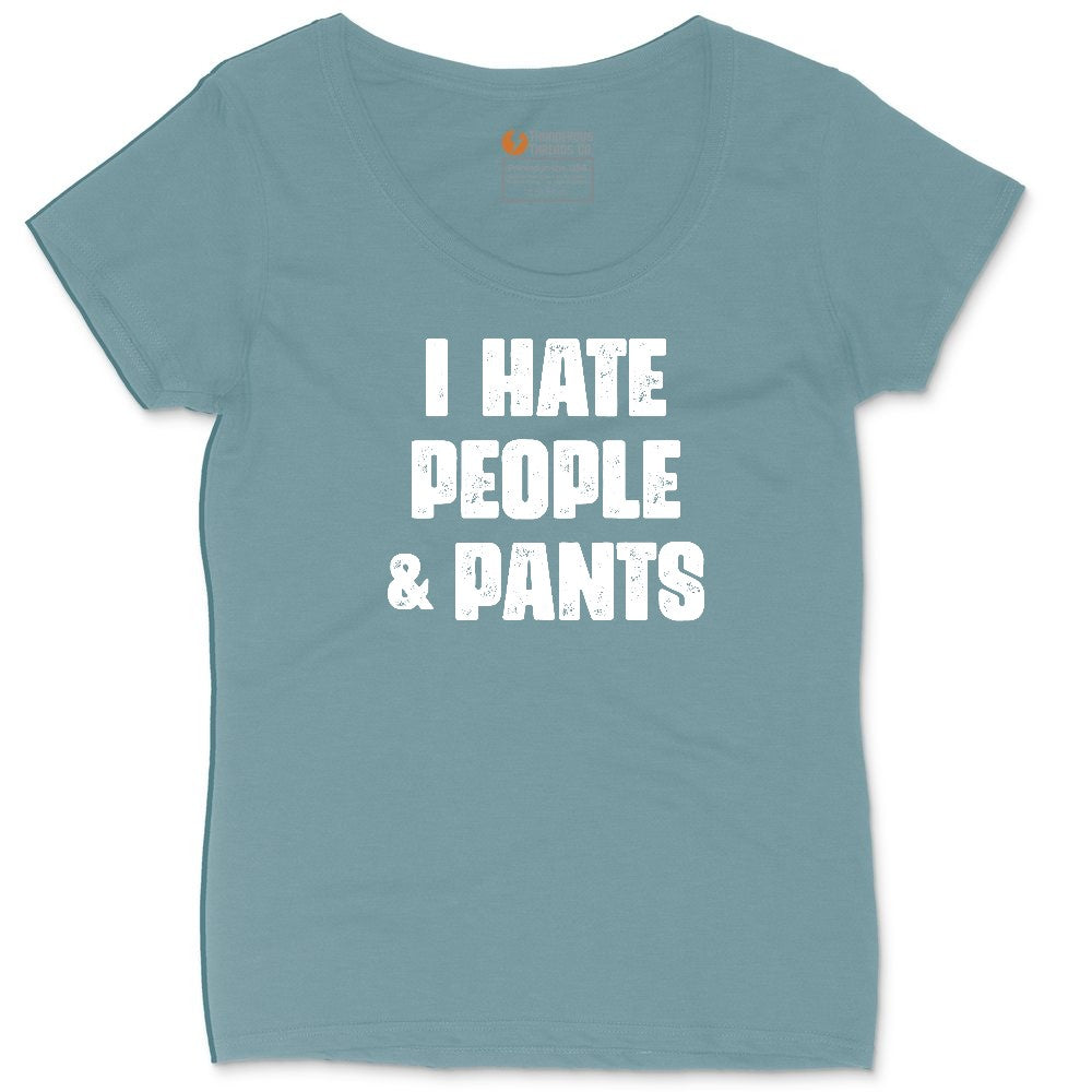 I Hate People and Pants Ladies Curvy Tee - Surf Blackout