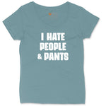 I Hate People and Pants Ladies Curvy Tee - Surf Blackout