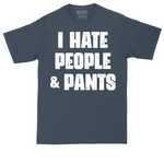 I Hate People and Pants tall t-shirt for men in Heather Navy
