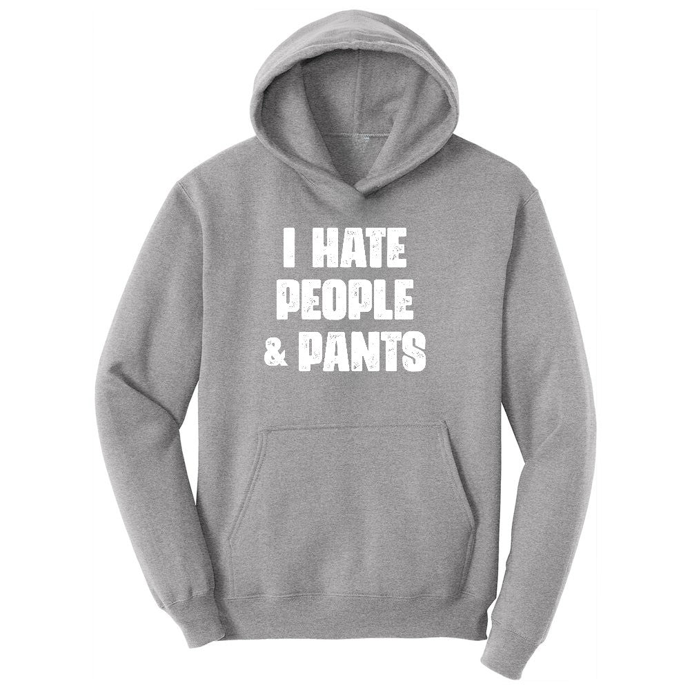 I Hate People and Pants Youth Hoodie - Athletic Heather