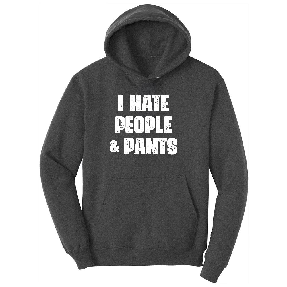 I Hate People and Pants Youth Hoodie - Dark Heather Grey