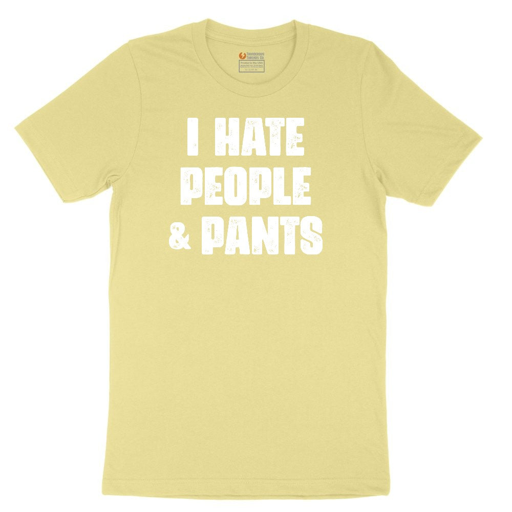 I Hate People and Pants Youth Short Sleeve Tee - Yellow