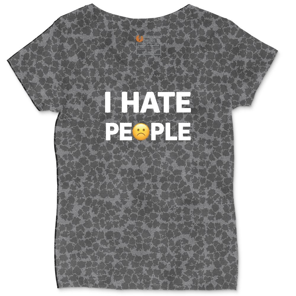I Hate People Ladies Curvy Tee - Black Leopard