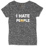 I Hate People Ladies Curvy Tee - Black Leopard