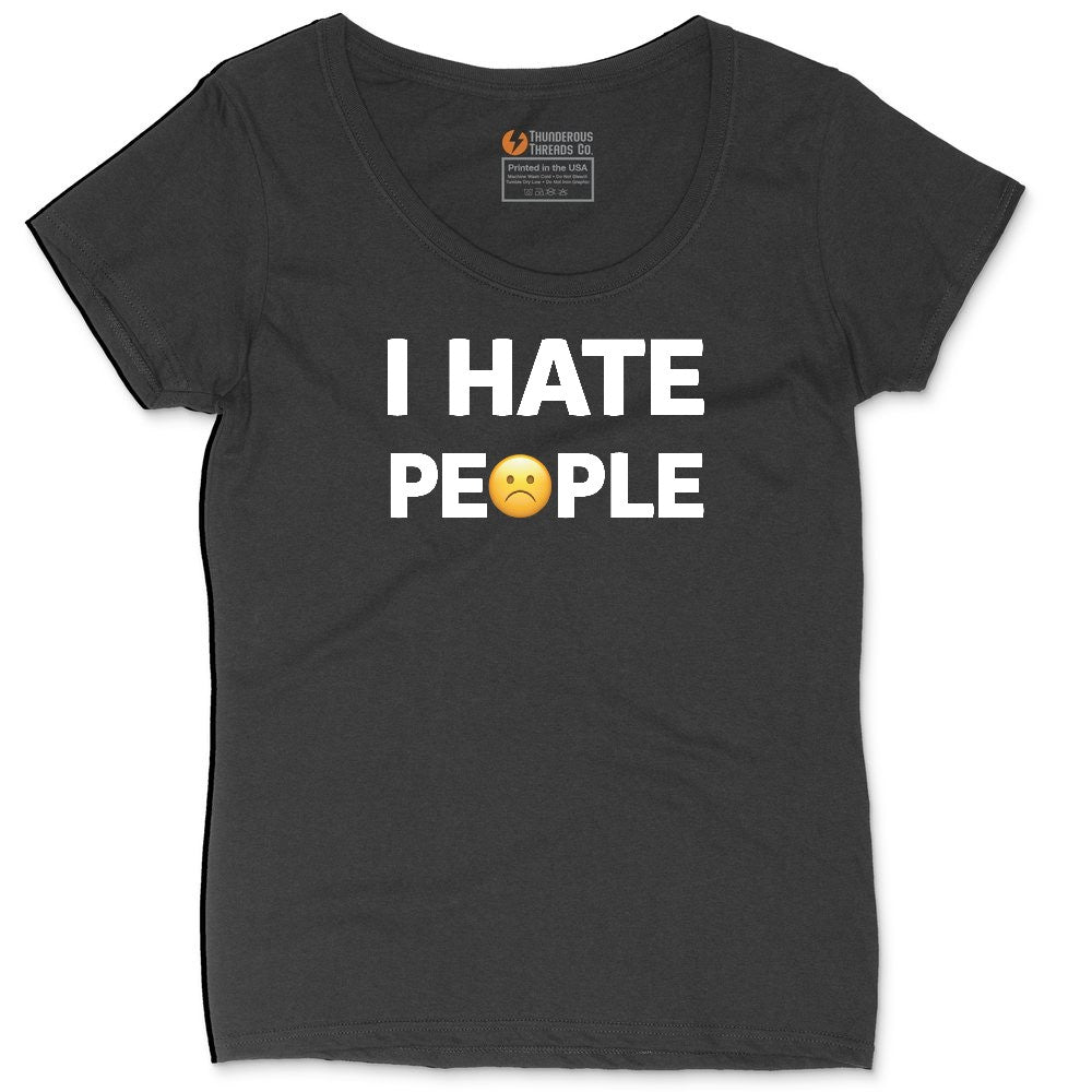 I Hate People Ladies Curvy Tee - Black