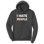 I Hate People Ladies Hoodie - Dark Heather Grey