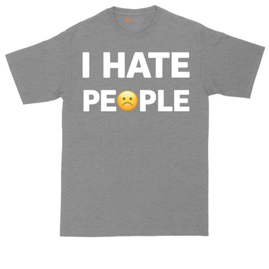 I Hate People tall t-shirt for men in Dark Heather Grey