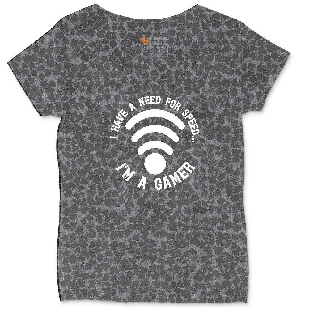 I Have a Need for Speed I'm a Gamer - Mens & Ladies T-Shirt Ladies Curvy Tee - Black Leopard