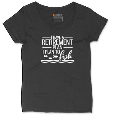 I Have a Retirement Plan - I Plan to Fish Ladies Curvy Tee - Black