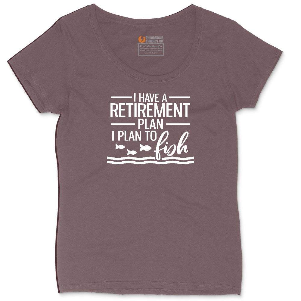 I Have a Retirement Plan - I Plan to Fish Ladies Curvy Tee - Sangria Blackout