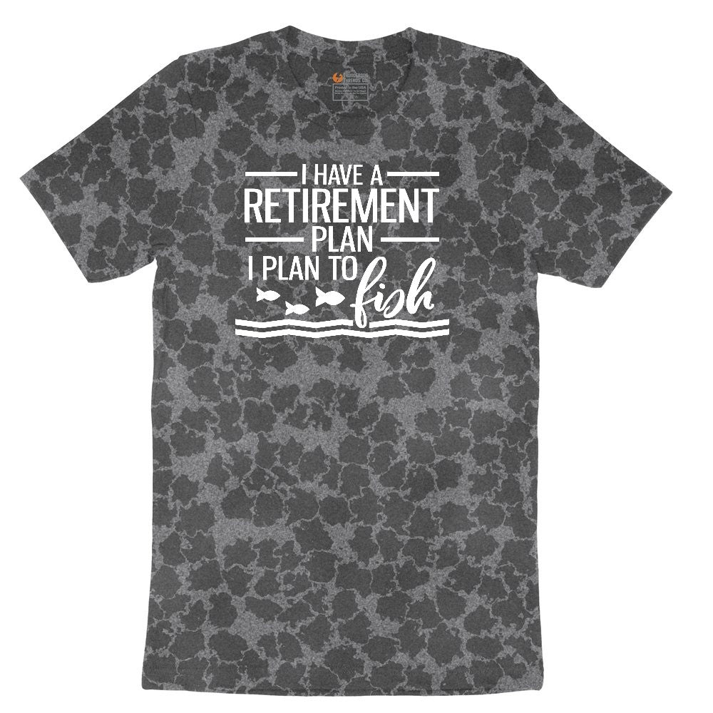 I Have a Retirement Plan - I Plan to Fish Ladies Short Sleeve Tee - Black Leopard