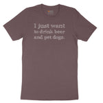 I Just Want to Drink Beer and Pet Dogs Ladies Short Sleeve Tee - Sangria Blackout