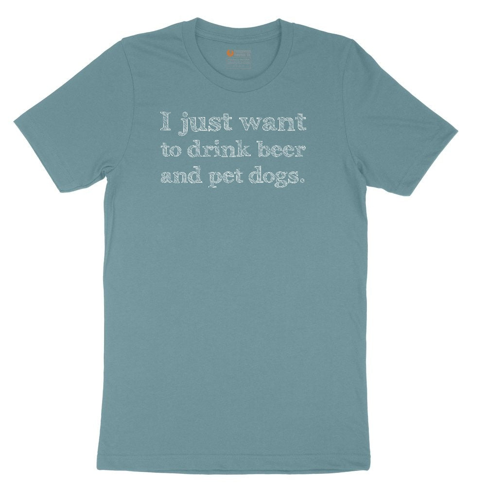 I Just Want to Drink Beer and Pet Dogs Ladies Short Sleeve Tee - Surf Blackout
