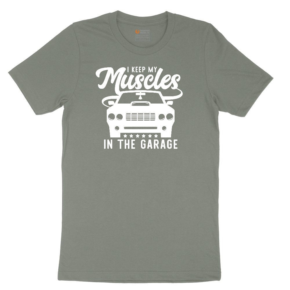 I Keep My Muscles in the Garage Car Design Ladies Short Sleeve Tee - Bamboo Blackout