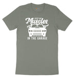 I Keep My Muscles in the Garage Car Design Ladies Short Sleeve Tee - Bamboo Blackout