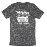 I Keep My Muscles in the Garage Car Design Ladies Short Sleeve Tee - Black Leopard