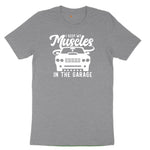 I Keep My Muscles in the Garage Car Design Toddler Short Sleeve Tee - Athletic Heather