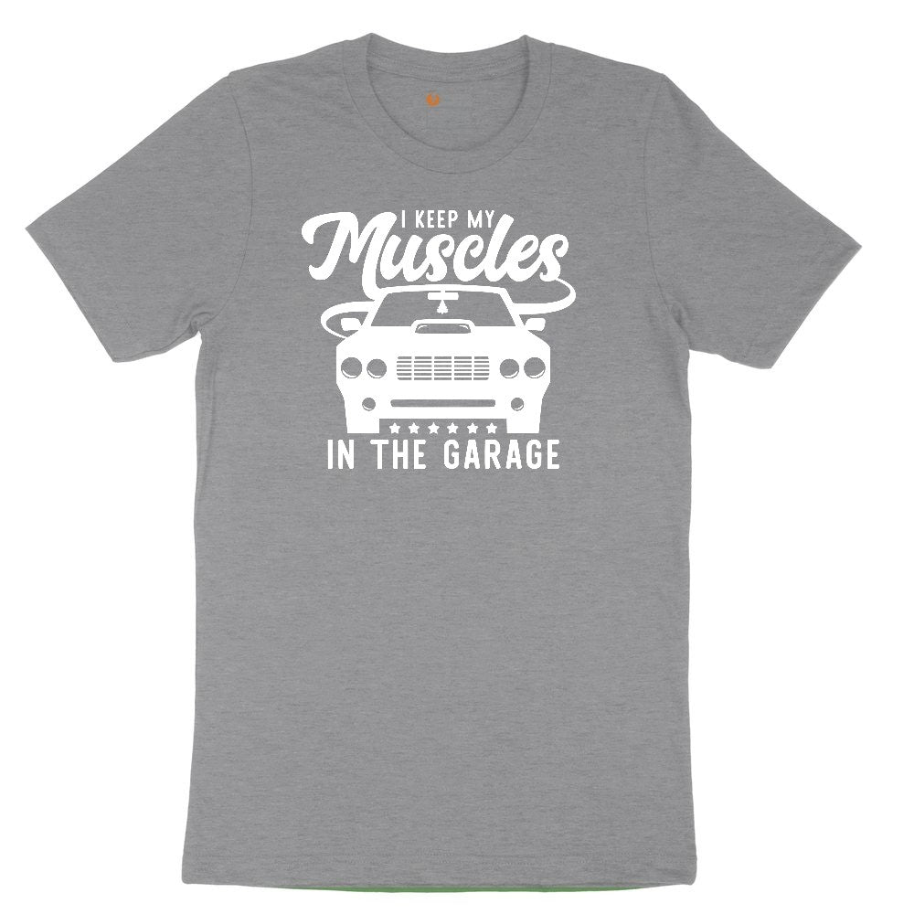 I Keep My Muscles in the Garage Car Design Youth Short Sleeve Tee - Athletic Heather