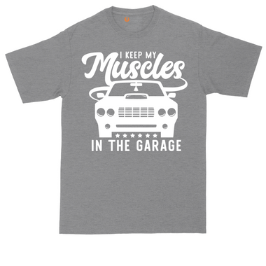 I Keep My Muscles in the Garage tall t-shirt for men in Jet Black