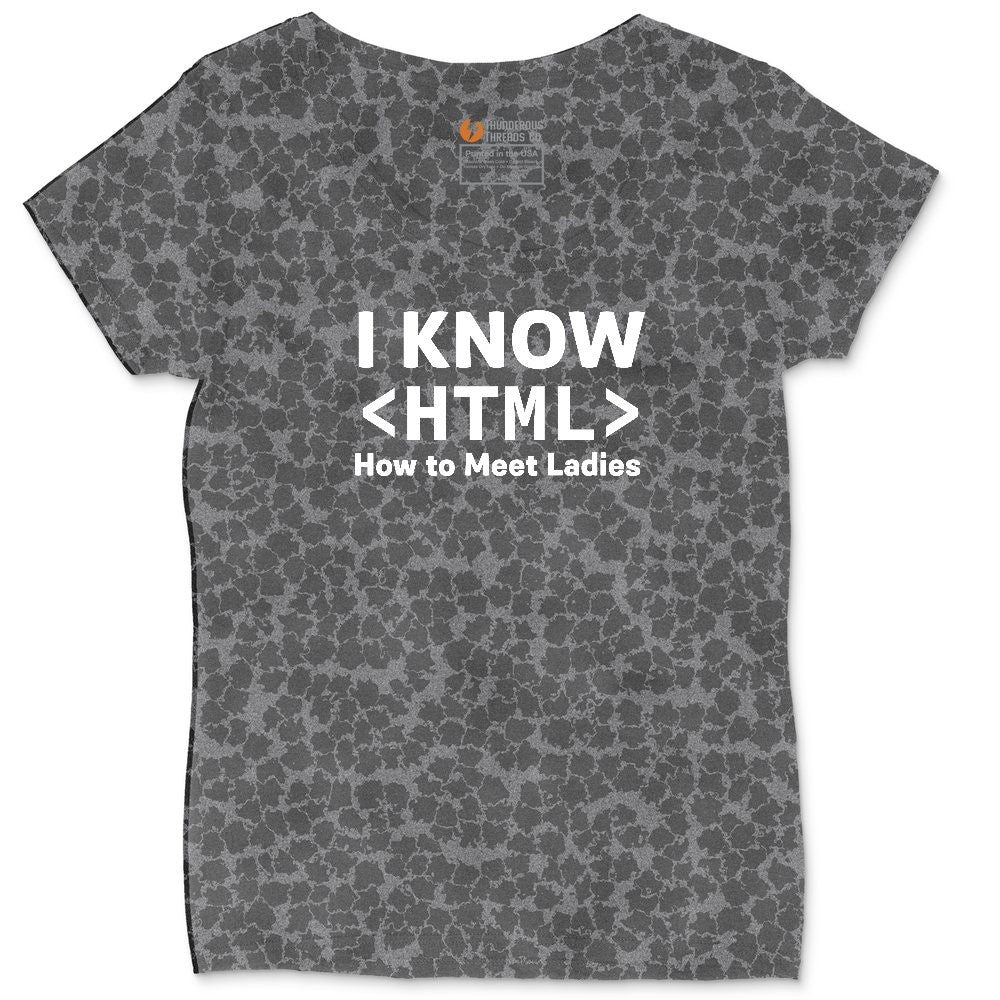 I Know HTML How to Meet Ladies Ladies Curvy Tee - Black Leopard