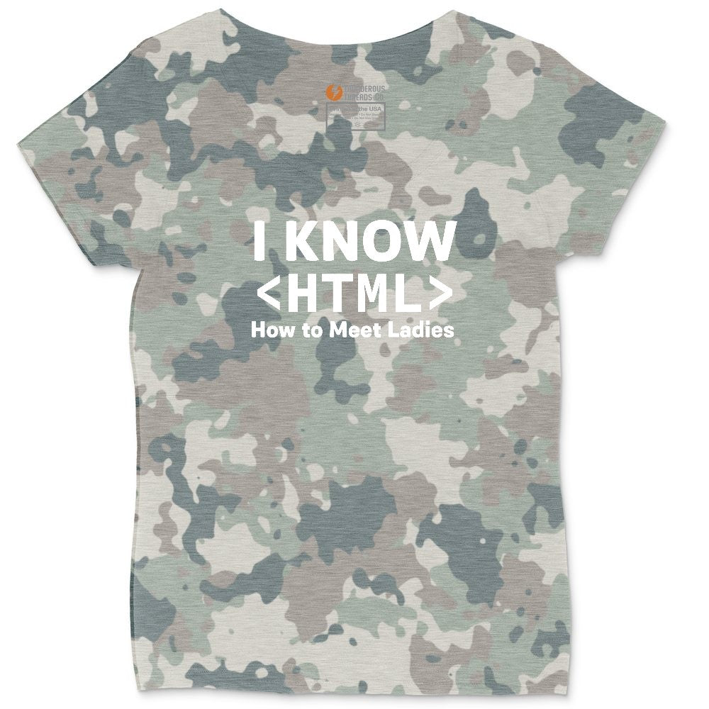 I Know HTML How to Meet Ladies Ladies Curvy Tee - Vintage Camo