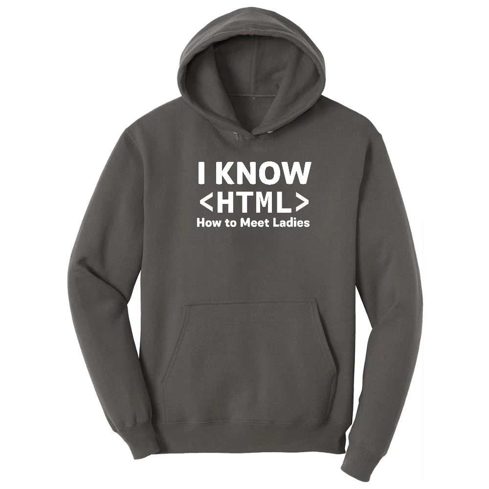 I Know HTML How to Meet Ladies Hoodie - Charcoal